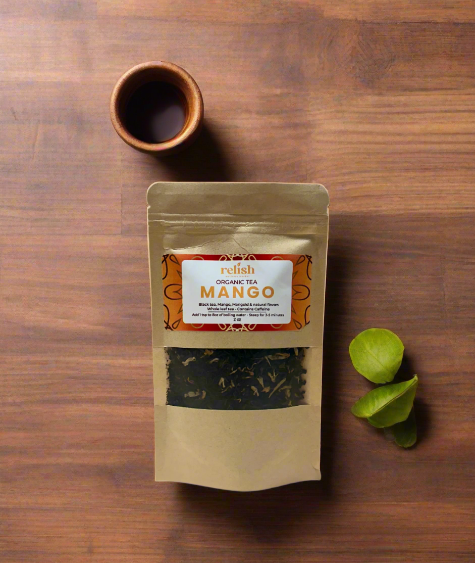 small Kraft bag of mango loose leaf tea