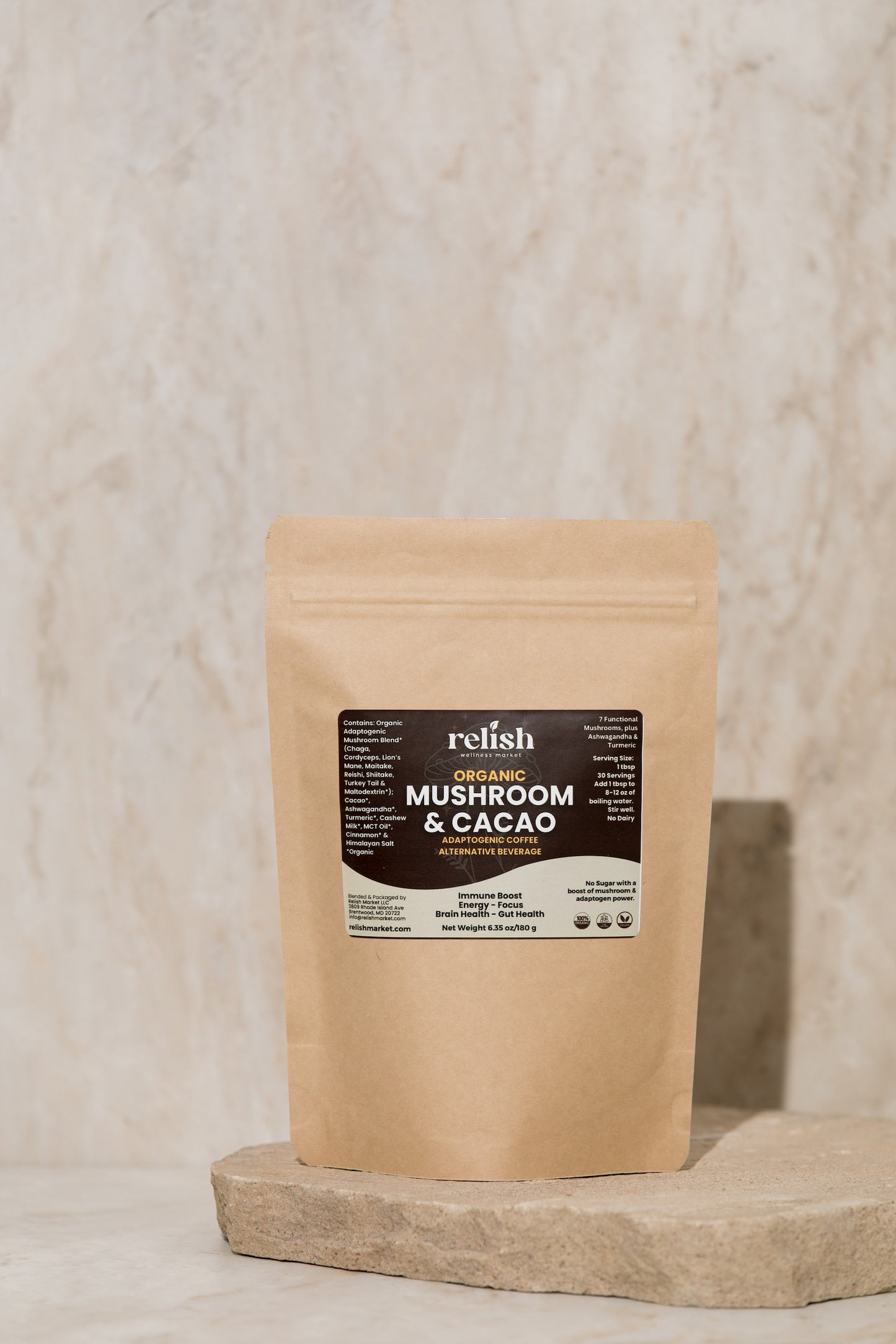 Relish Market Mushroom & Cacao drink mix adaptogen coffee alternative