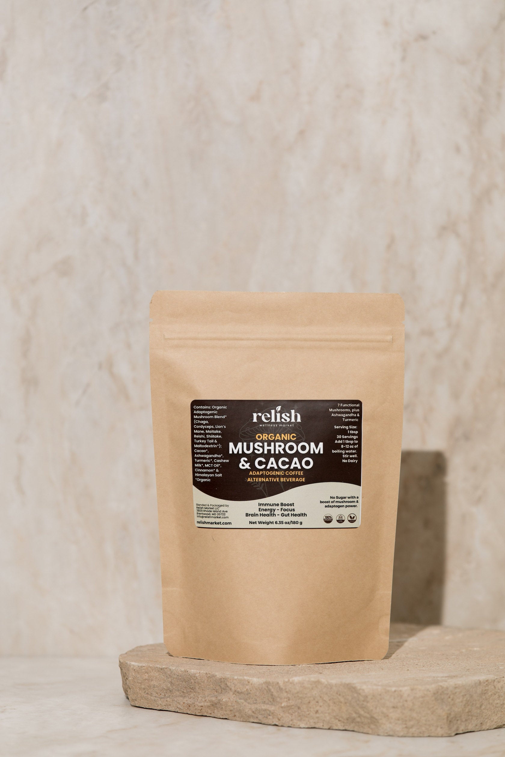 Relish Market Mushroom & Cacao drink mix adaptogen coffee alternative