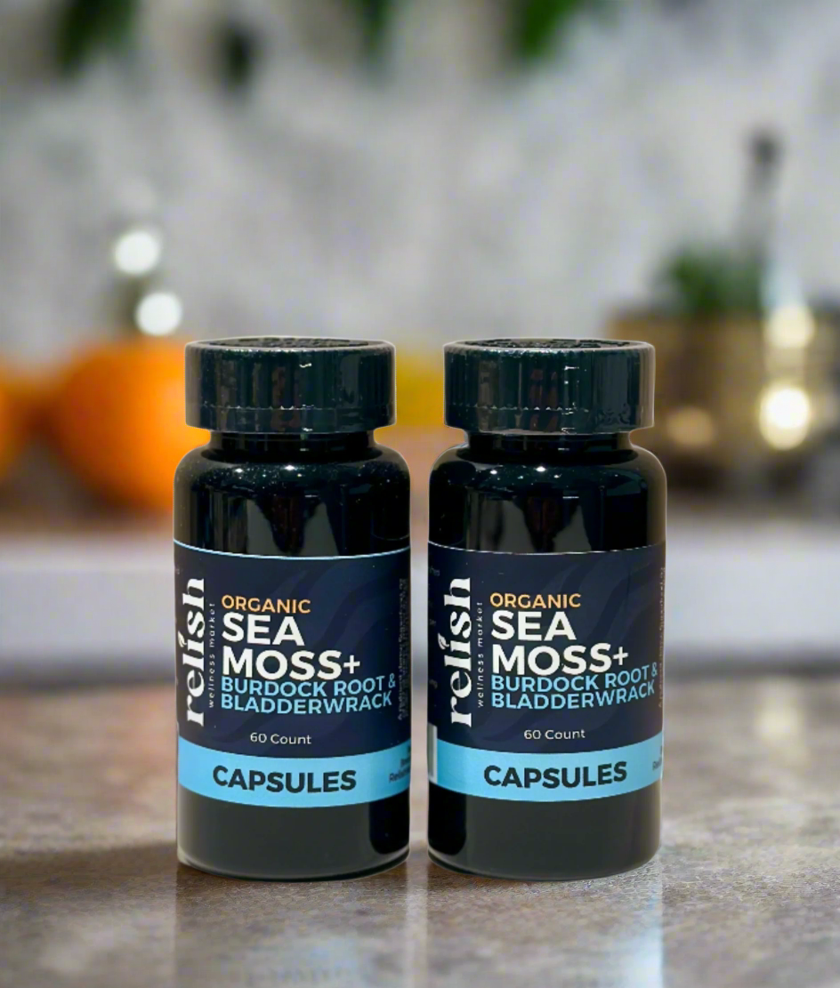 2x Organic Sea Moss Plus Capsules | Bladderwrack & Burdock | Bundle