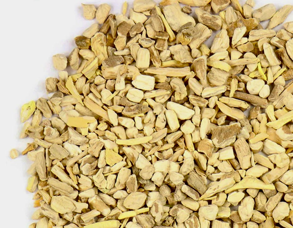 A mound of Ashwagandha Root by Relish Market on a white background.