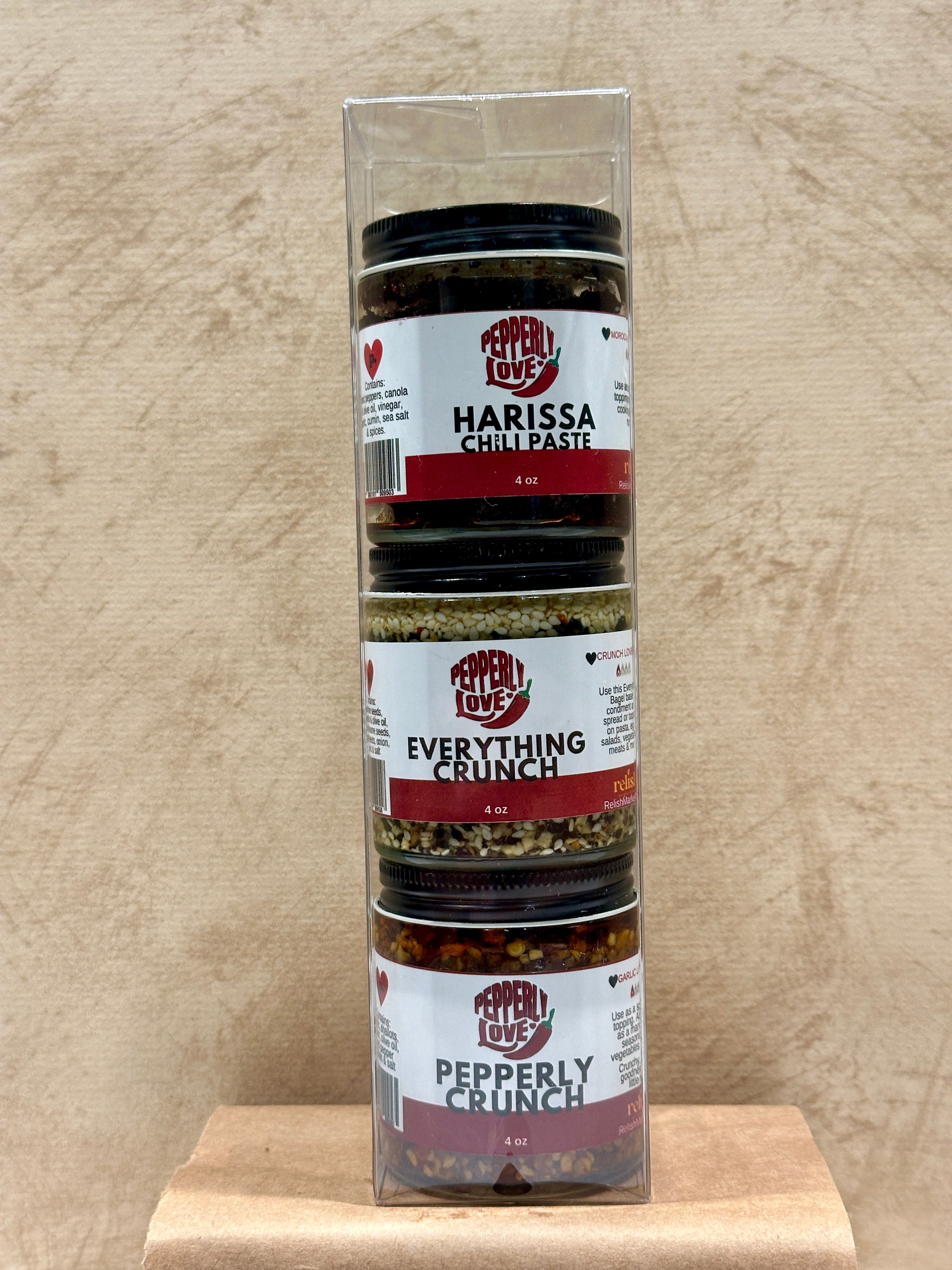 Tri Pack Condiments Condiment Variety Pack (3 pack) | Harissa, Everything Crunch & Pepperly ...