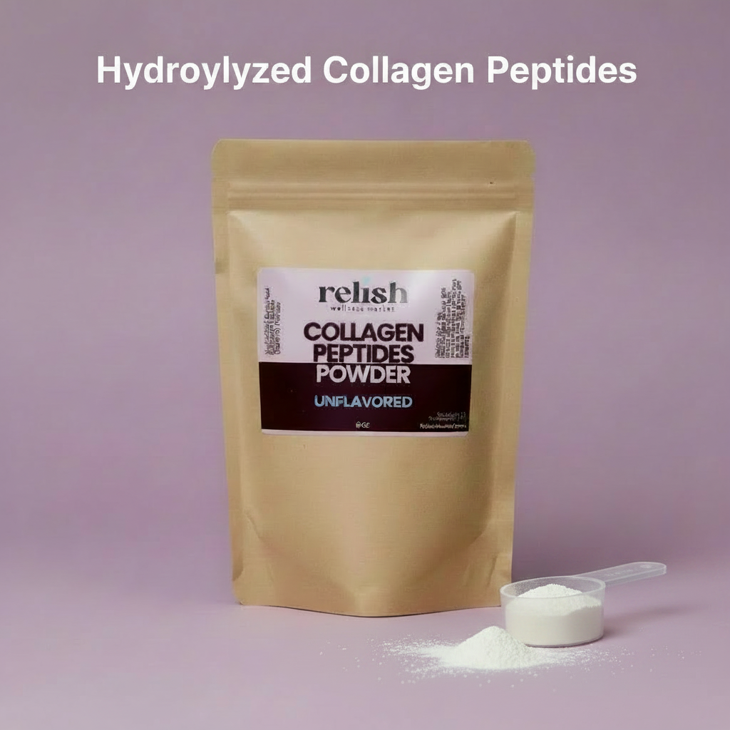 Collagen Peptides Hydrolyzed with scoop of collagen powder
