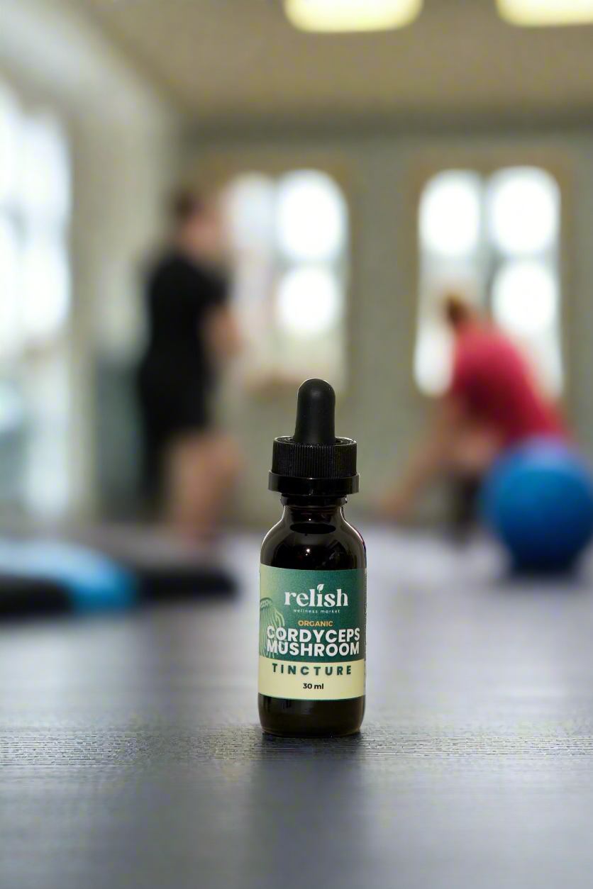 Relish_market_Cordyceps_Tincture in gym setting