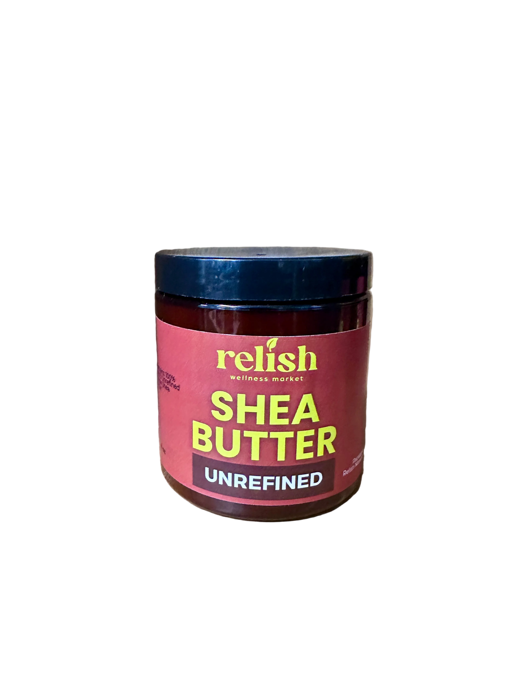Jar of Relish Market shea butter on a white background