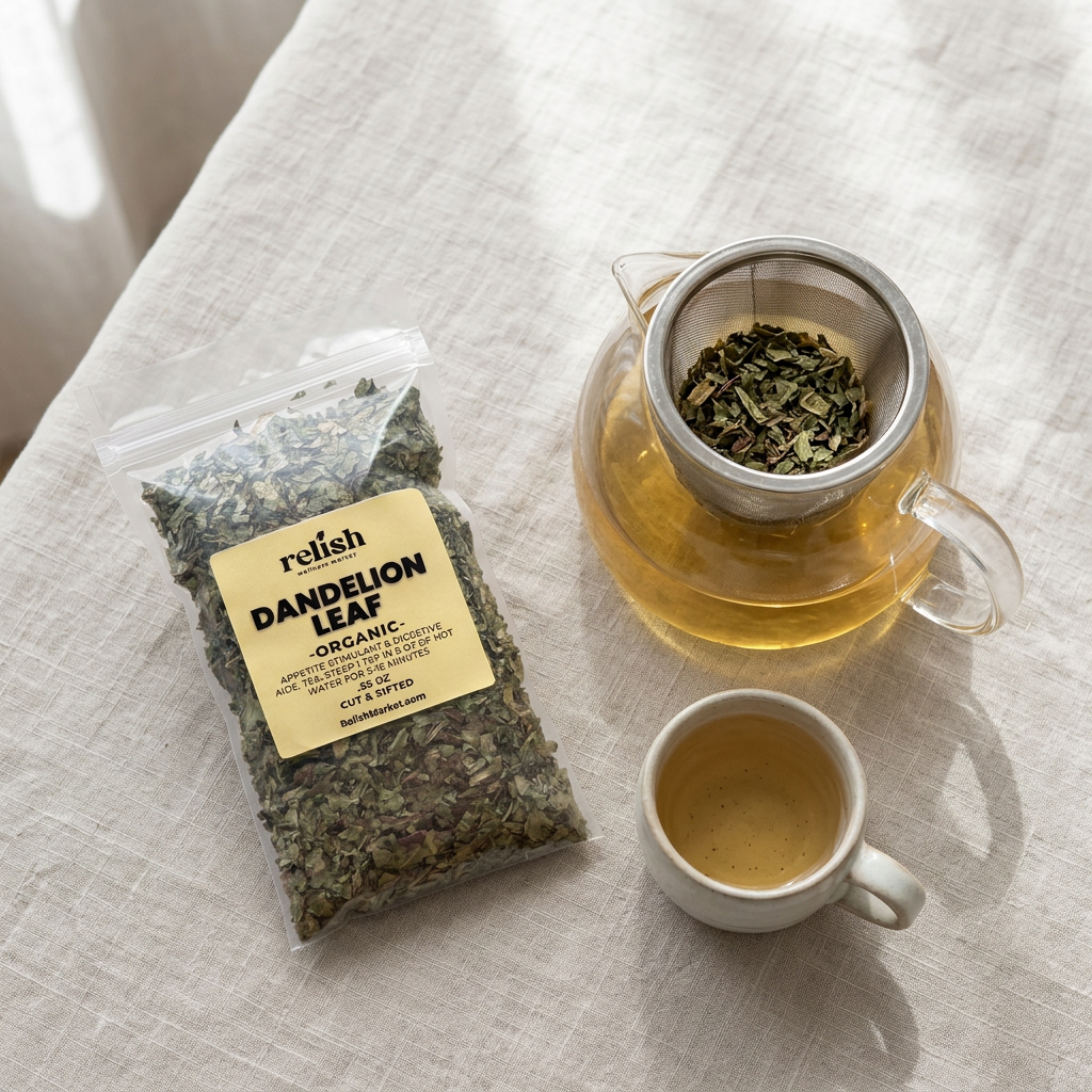 Dandelion Leaf tea preparation without people