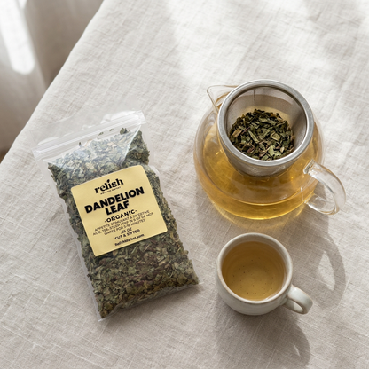 Dandelion Leaf tea preparation without people